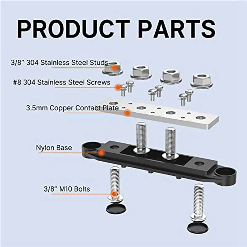 Ingenious-6X 250A 12V 버스바 배터리 전원 분배 블록 자동차 오디오 12볼트 DC 버스바 4 X 3/8인치 포스트 6 X 8 나사