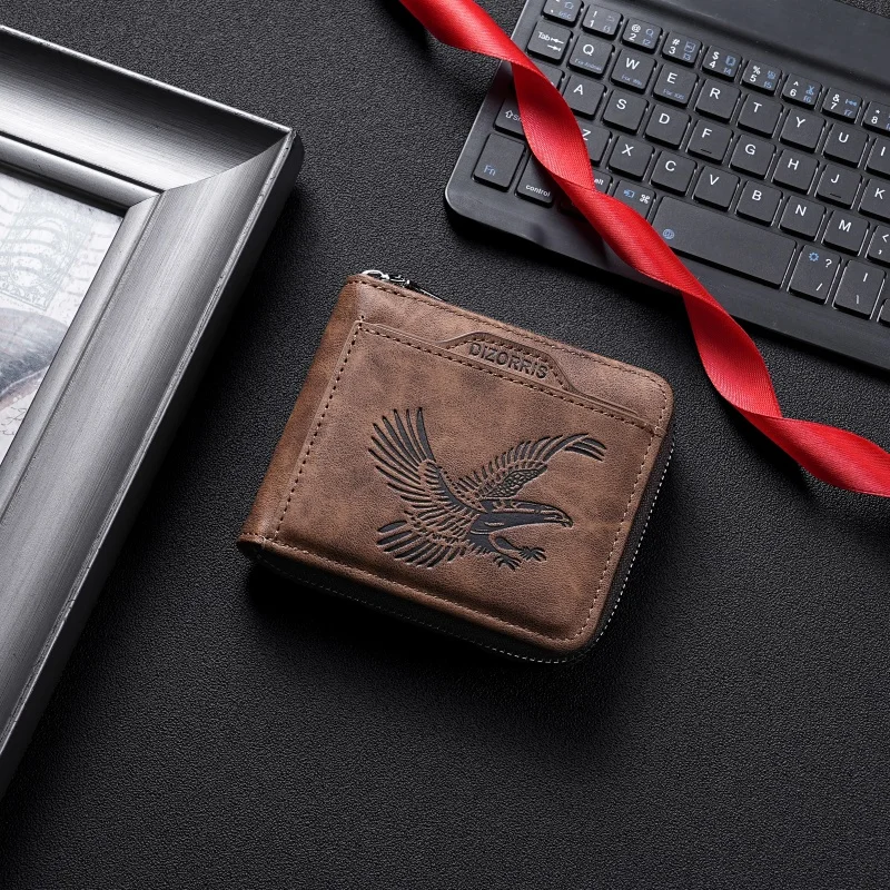 Sleek Men's Eagle Embossed Faux Leather Wallet | Multi-Card Slots | Trendy Design