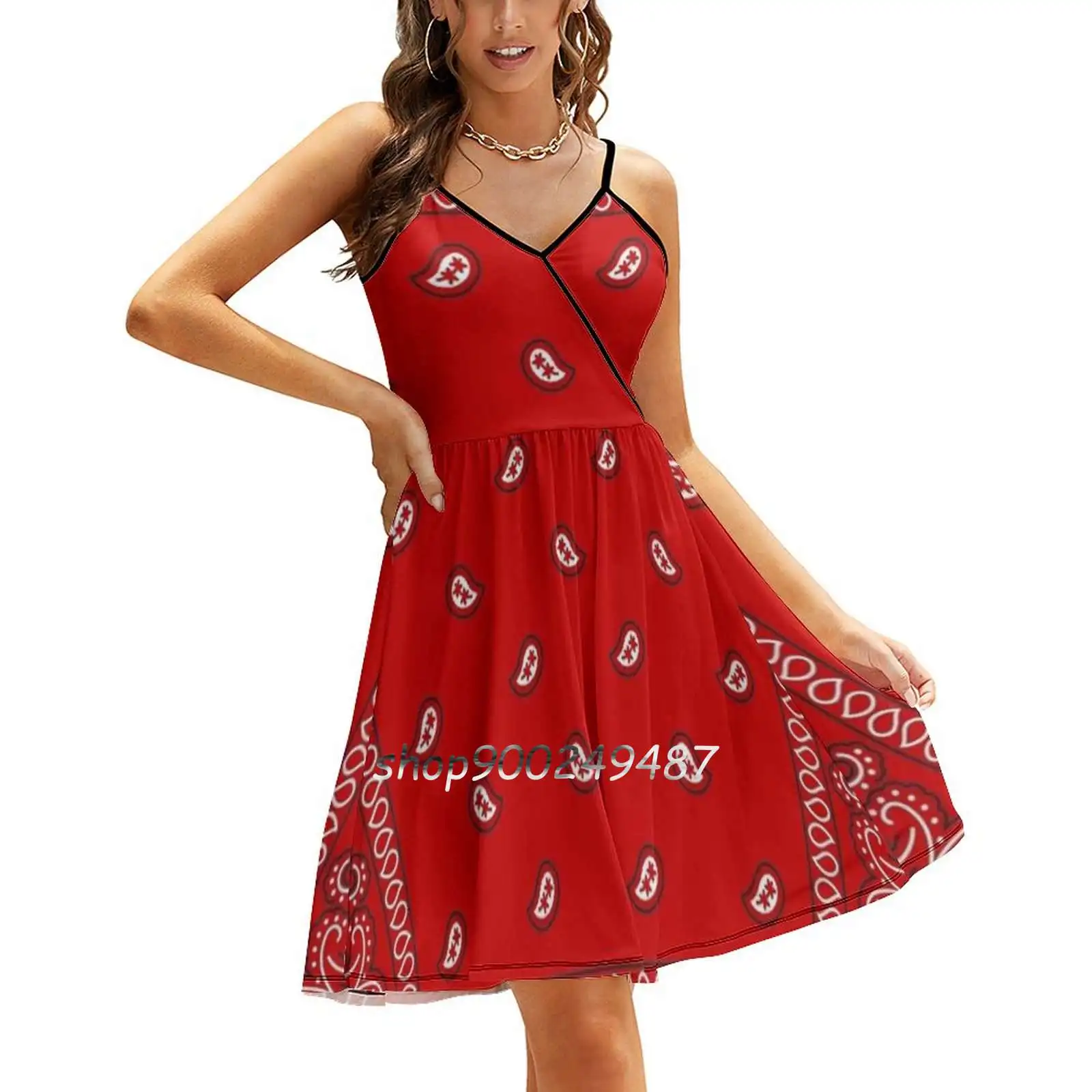 

Bandana-Red New Summer Cut Sexy Dresses Ladies Club Wear Party Sundresses Redbanadana Countrywestern Bandana Southwestern