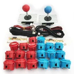 DIY Arcade Kit with USB Encoder & OBSF 30-Style Buttons (Red and blue)