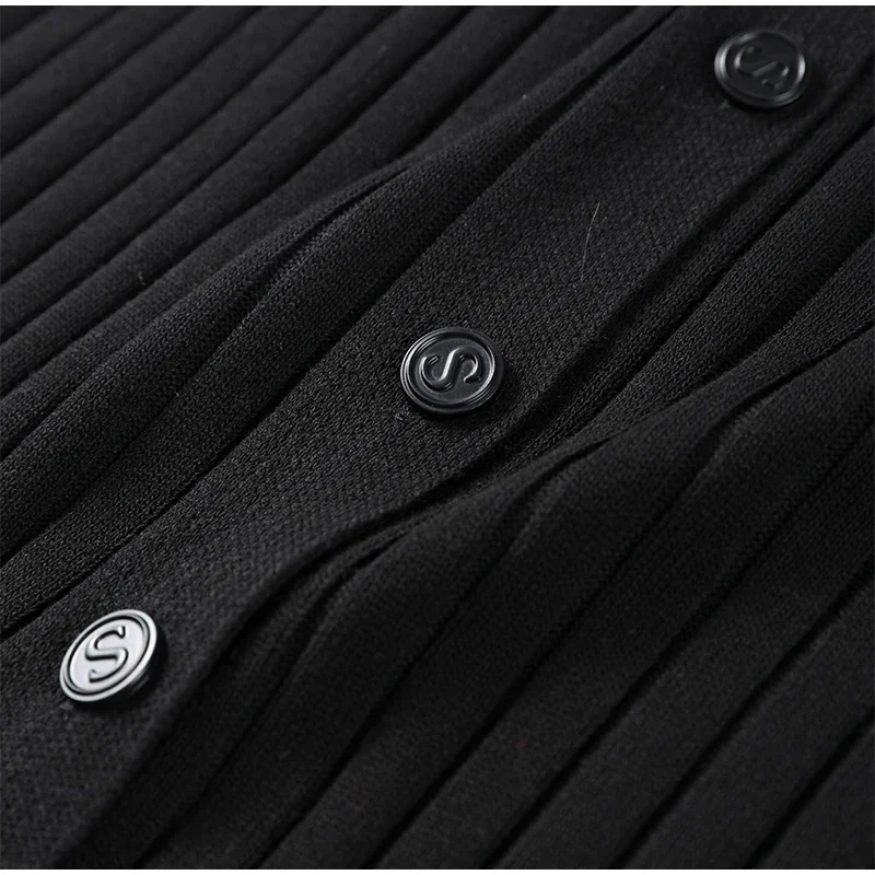 Knit Solid Women's Dress Short Sleeve O Neck Lady Dresses 2025 Elegant Summer Single Breasted Hip Package High Waist Female Rube