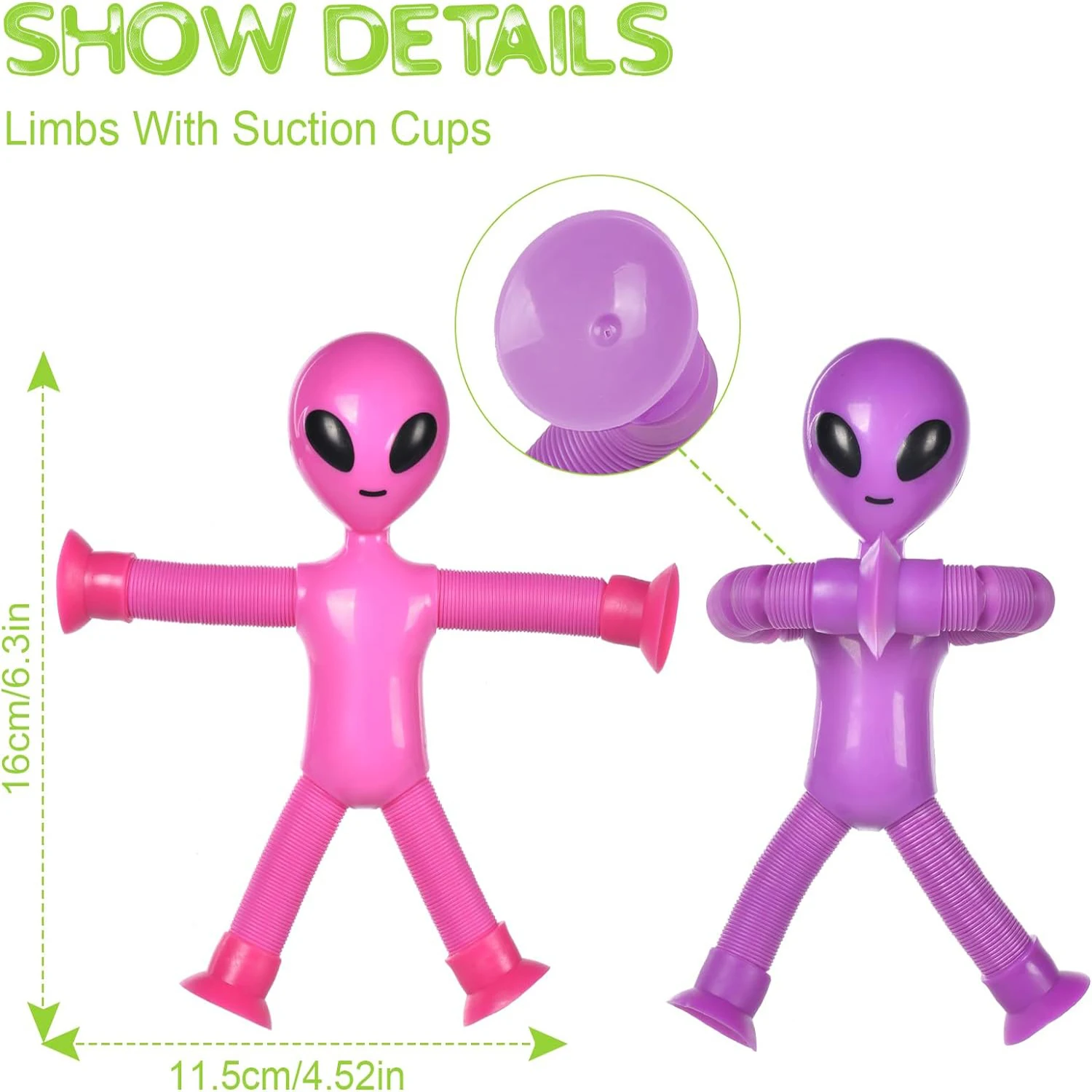Cartoon suction cup telescopic tube, alien versatile shape stretching tube, parent-child interactive puzzle decompression toy 6