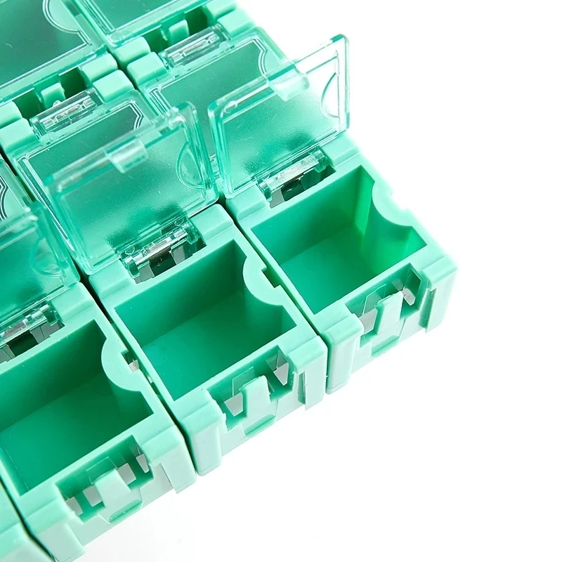 100pcs SMD SMT Component Storage Boxes Container Electronic Case Kit The 1# Auto Pop-up Patchbox (Random Color) 2