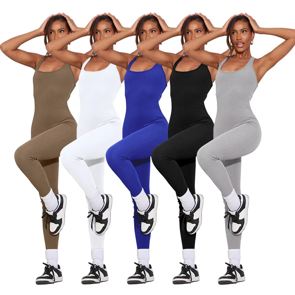 

Women Jumpsuit Bodycon Slim Fit Rompers Casual Sport Legging High Waist Solid Color Yoga Jumpsuits Overalls for Woman