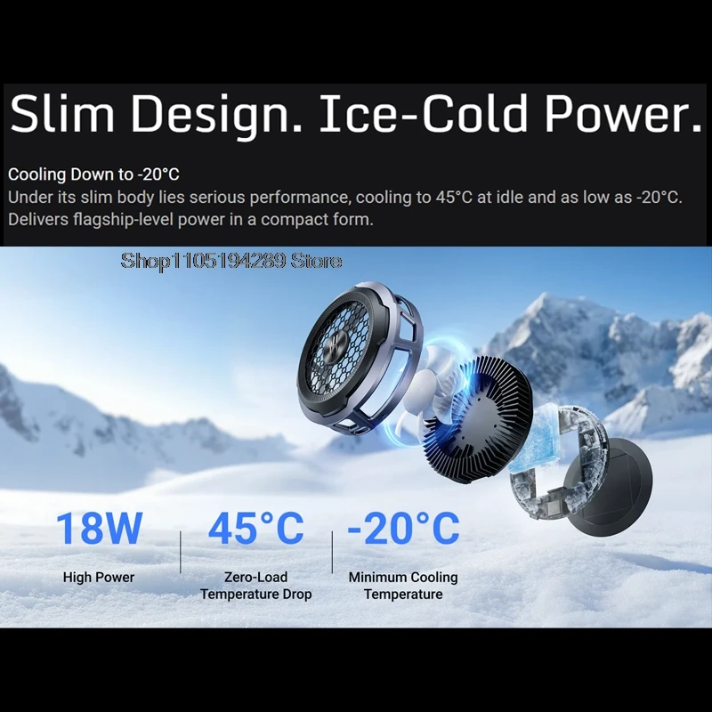 Redmagic Cryo 8 Air Magnetic Phone Cooler 65g Light 21mm Ultra Thin 30dB Low Noise -20°C Semiconductor Cooling_voghion.com
