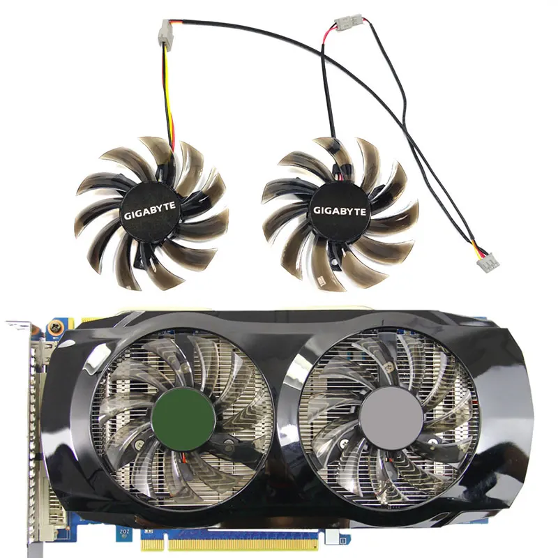 

NEW 75MM 3PIN PLD08010S12H T128010SM GV-N460OC GPU Fan，For Gigabyte GTX 460 465 560 Ti 580 650 750Ti Graphics card cooling fan