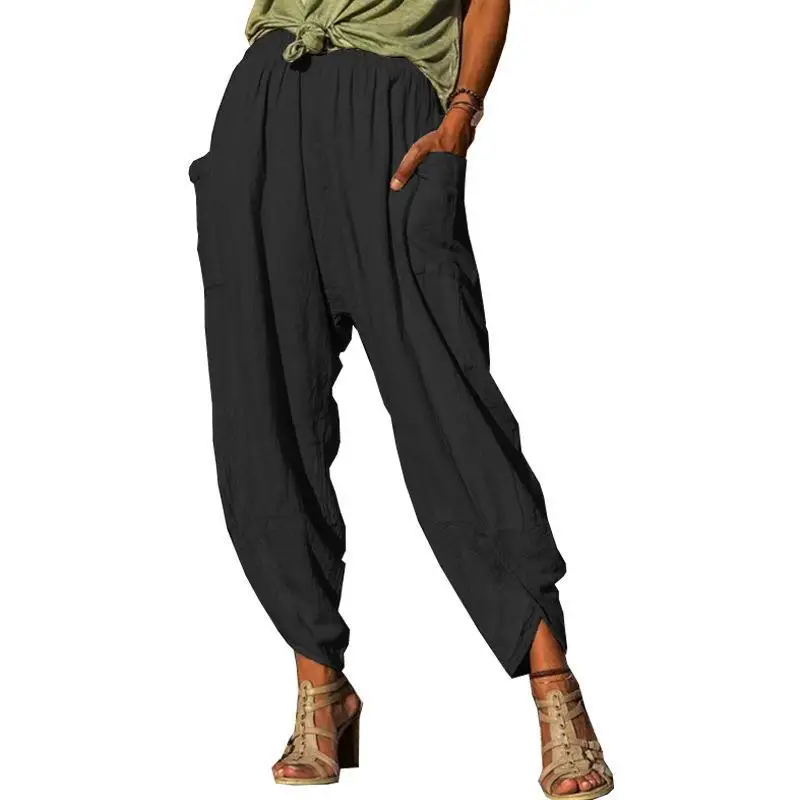 Summer New Women's Personality Loose Cotton and Linen Pants