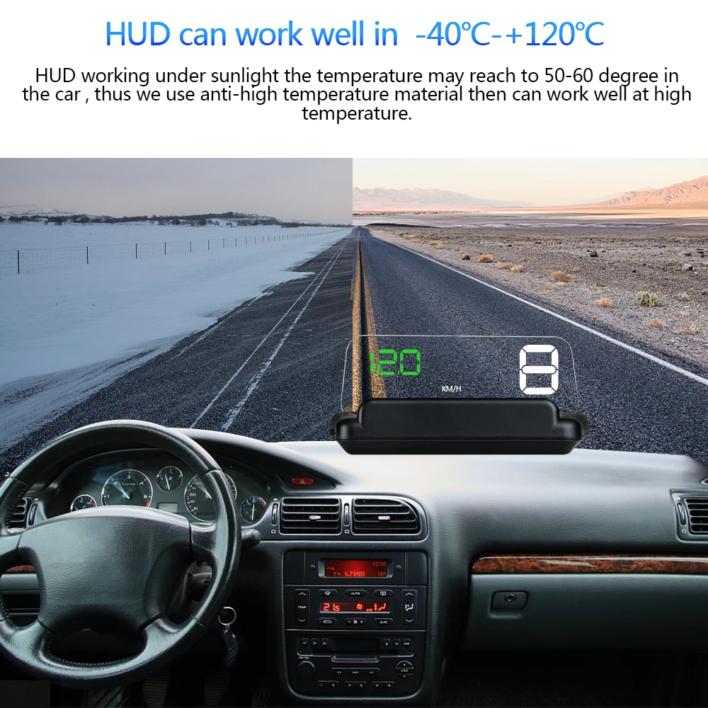 EAD Up Display OBD HUD Spiegel C500 Auto Head Up Display Digital Tachometer  Projektor Sicherheitsalarm Wasser Temp RPM Überdrehzahl Volt PK GPS  Von  100,13 €