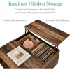 Square Lift Top Coffee Table, Wooden Rustic Modern Multifunctional Accent Table for Living Room w/Hidden Storage, Cubby 5