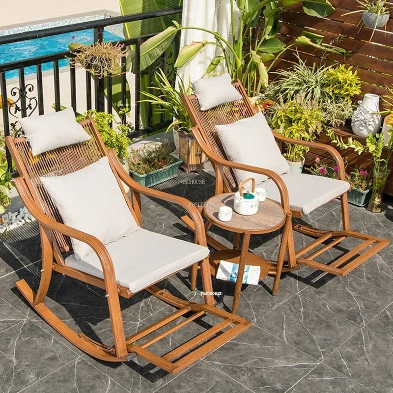 Home Outdoor Furniture Aluminum Alloy Outdoor Garden Sofas Rocking Chair Modern Living Room Sofa Garden Balcony Leisure Recliner