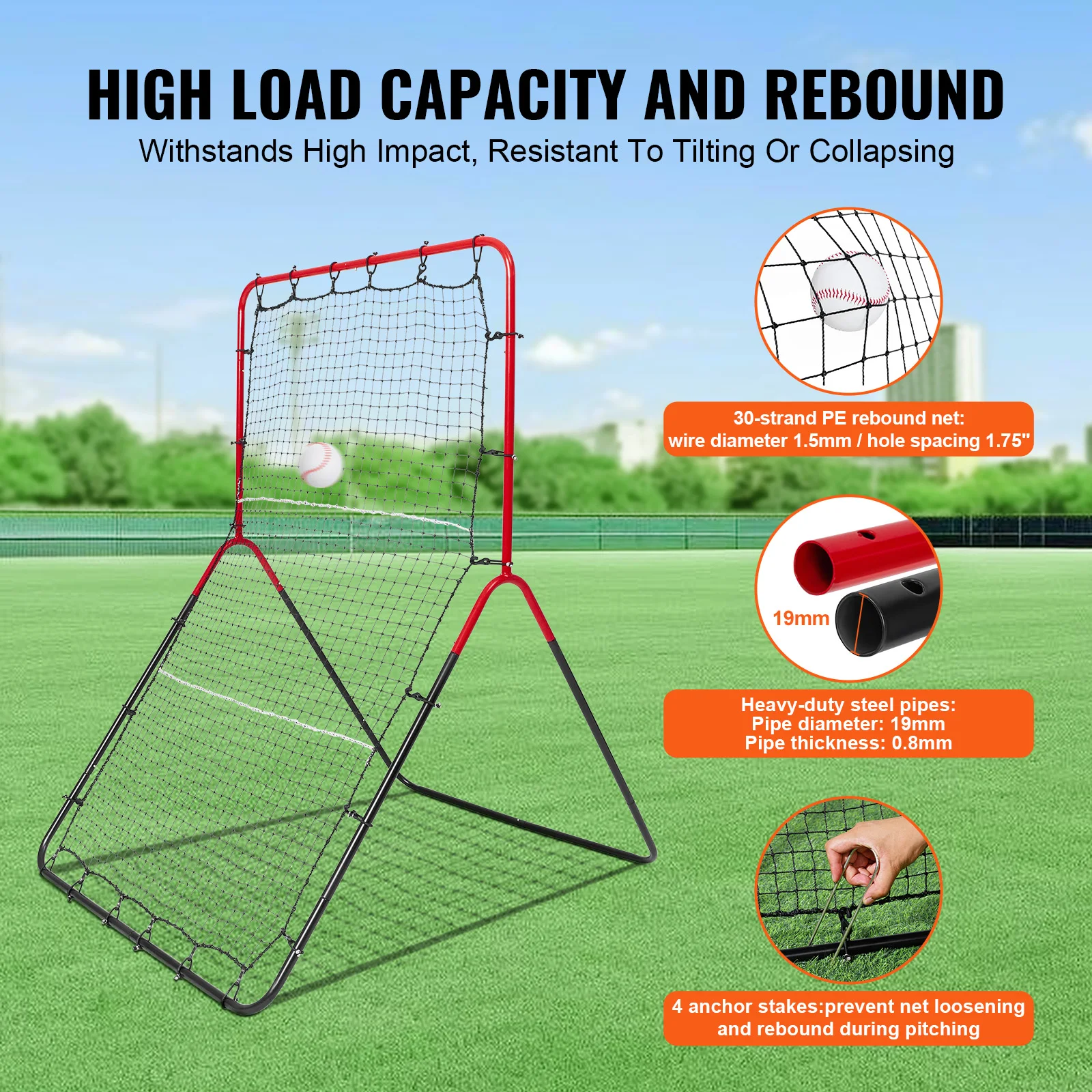 Portable Baseball Rebounder Net for Pitching Practice
