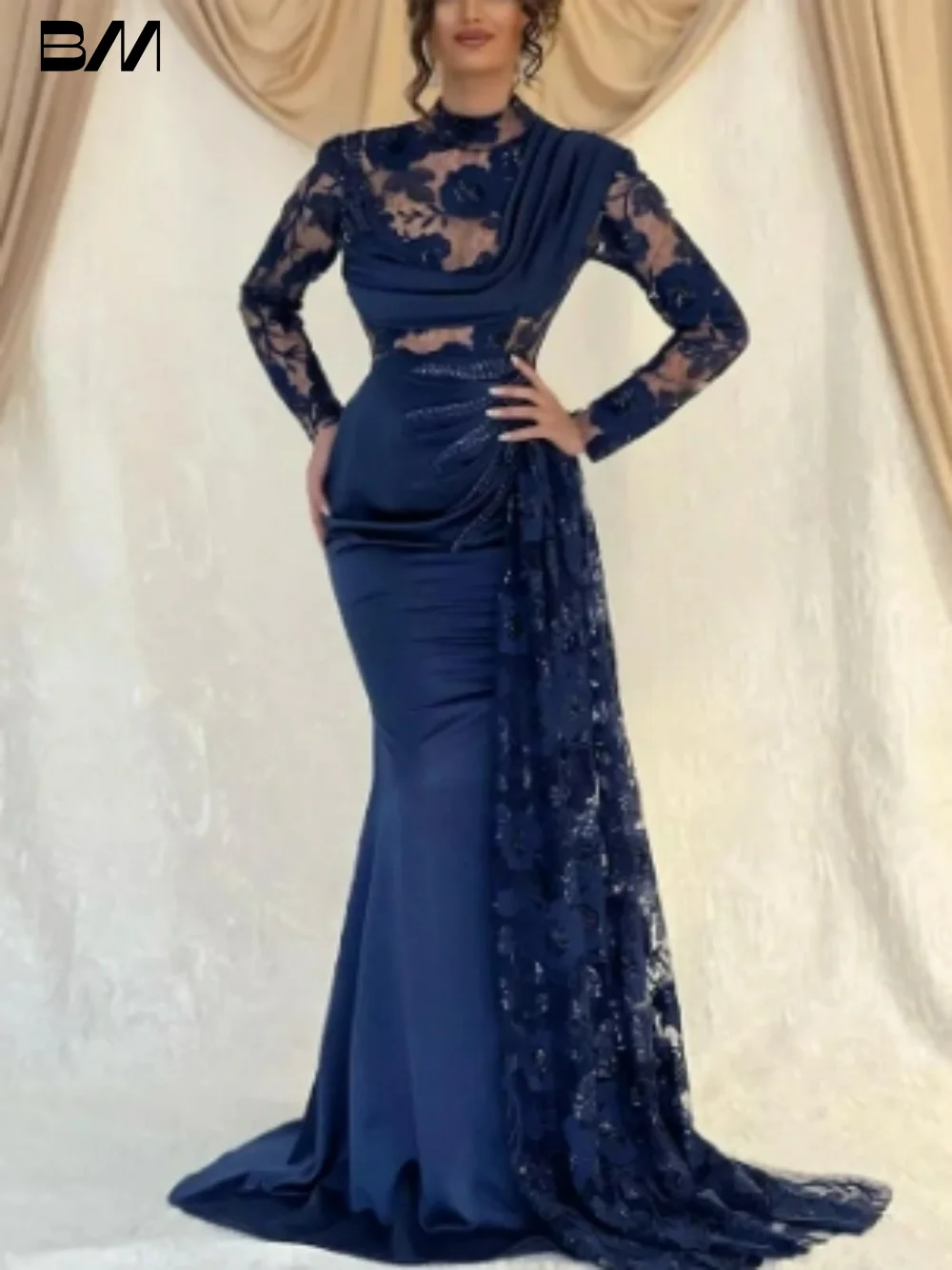 

Romantic Lace Appliques Evening Dresses Graceful Floor-length Bridal Gown Vintage Mermaid Bride Dresses Vestidos De Novia