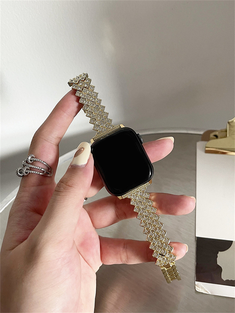 Metal Diamond Bracelet For Apple Watch Band 44mm 41mm 42mm 38 45 40mm For iwatch 7 SE 6 5 4 3 Stainless Steel Loop Strap