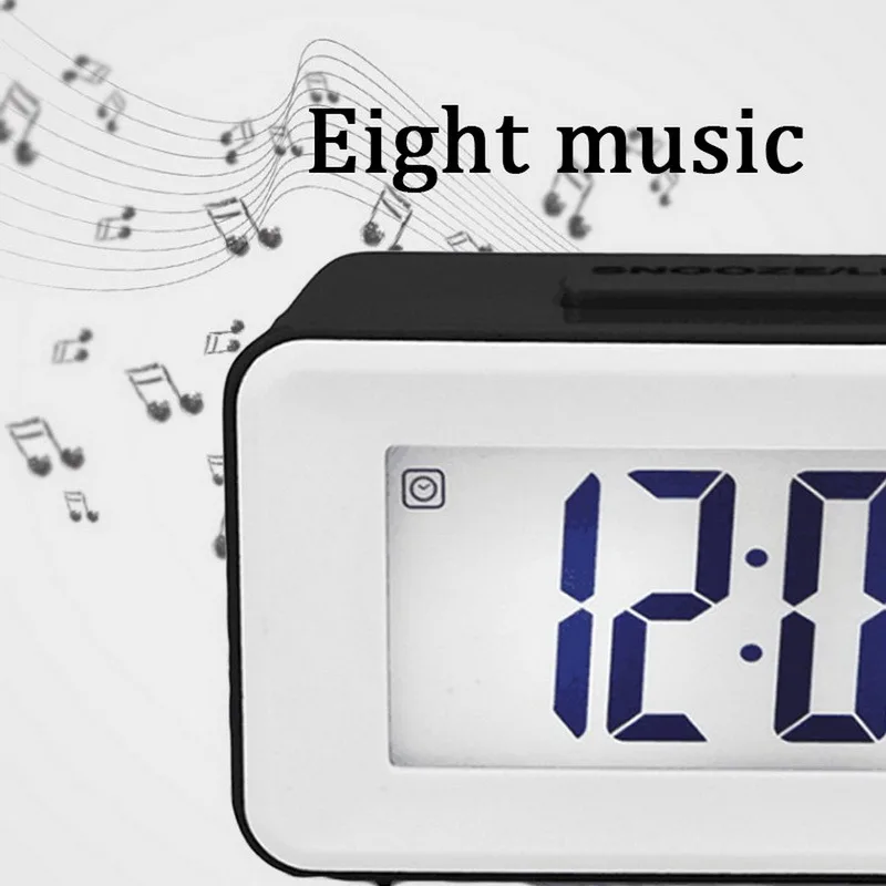 Desk Digital Clock Table Electronic Clock Sound Control Backlight 12/24 Alarm Clock Ringtones Bedrooms Bedside Kids Home Decor
