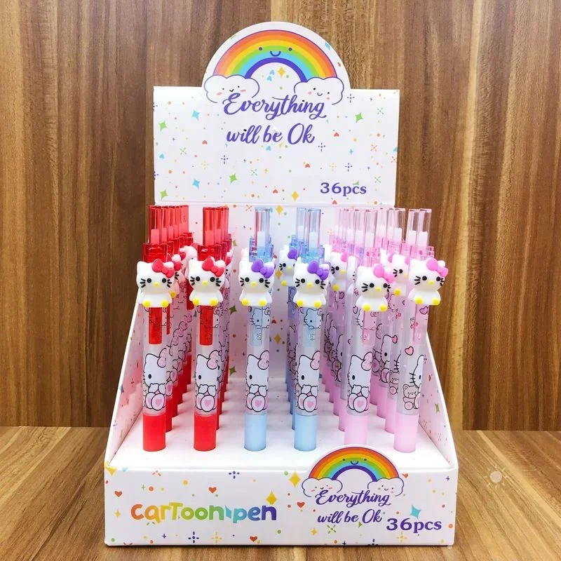 

Sanrio Cartoon 36pcs Gel Pen Hellokitty Kuromi Cute Pressing Pen Students Learn Stationery Boxed 0.5 Black Children's Gifts