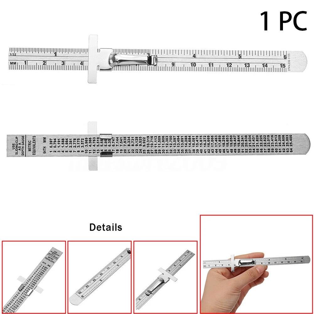 Machinist Ruler 6 Inch, Stainless Steel Ruler Pocket Rule Handy Ruler with  Inch 1/32” Mm/metric Graduations Metal Rulers