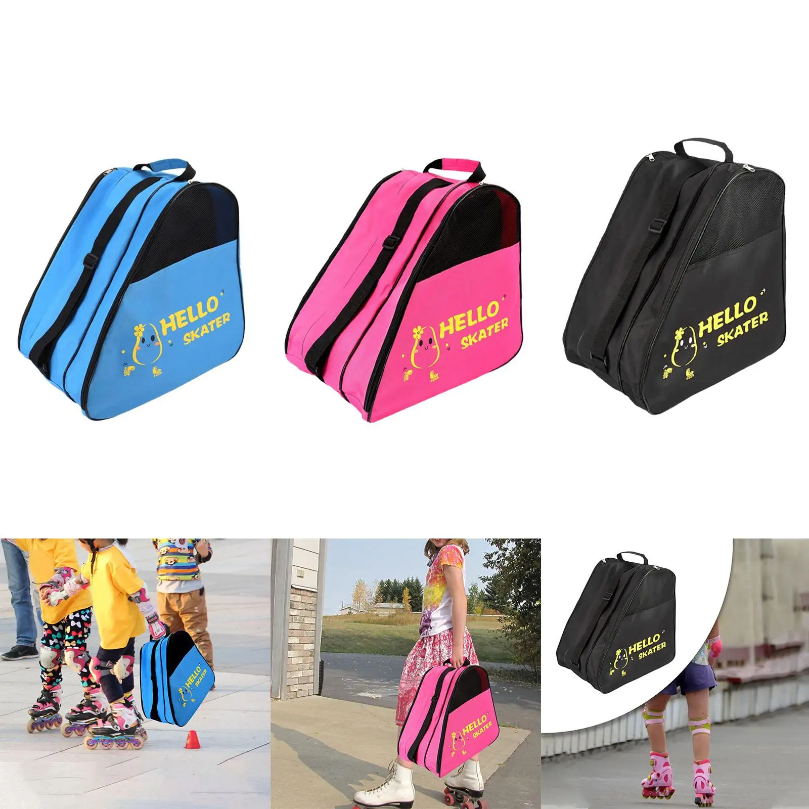 Roller Skates Storage Bag Zipper Pouch Carrier Bag for Women Kids Ice Skates