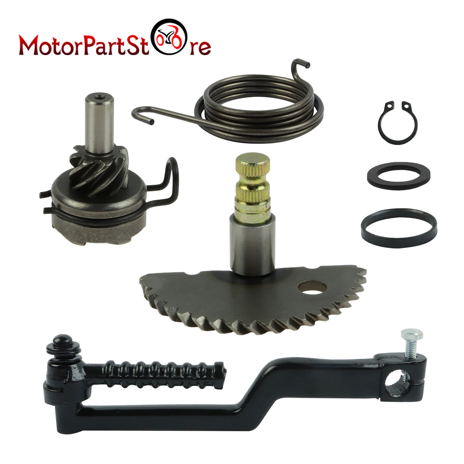 Starter Pull Start Assembly Motorcycle Starter Lever Kick Start Idler Gear Shaft Gear Idle Spring for GY6 49cc 50cc Lifan Scooter Moped 139QMA 139QMB
