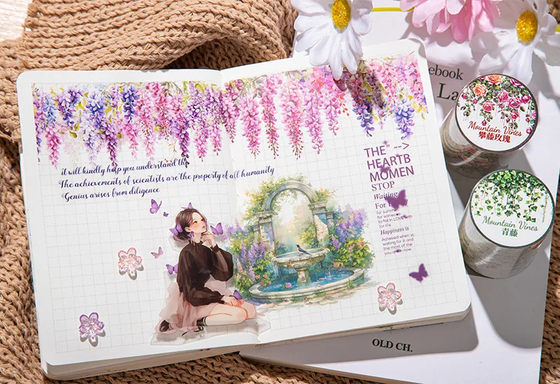 Sb4e6f35eb71d422aab88c43d6097cf08f 5x200cm 1 roll INS Fresh vine theme PET tape Stickers Adhesive DIY Scrapbooking Diary Scrapbooking Collage material Scrapbooking Mallzona