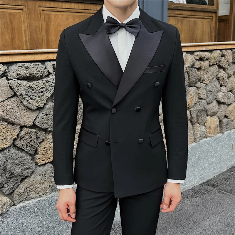 

New Men's (suit + Waistcoat + Trousers) Wedding Suit High Quality Slim-fit Fashion All Trends Handsome Suit Three-piece Dress
