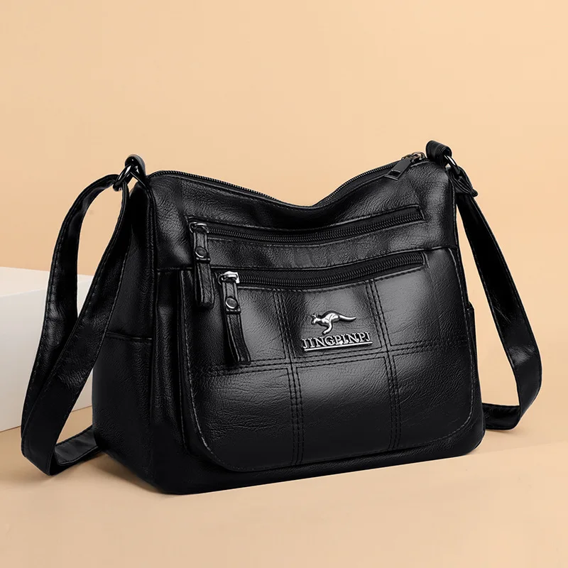 Solid Color PU Leather Single Shoulder Bag, Multi Compartment Pocket Daily Women's Cross Body Bags, Large Capacity Women's Bag.