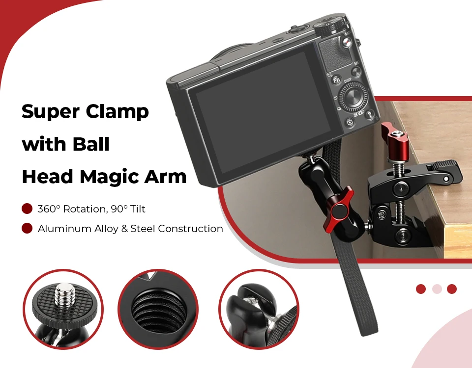 Super Clamp Camera Clamp Mount Monitor 360° Ballhead Magic Arm Ball Head Adapter