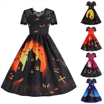 Plus Size Halloween Lace Dress Women Costumes 2023 Elegant Vintage Cosplay Party Long Dresse for Female Clothing Sexy Big Skirt 1