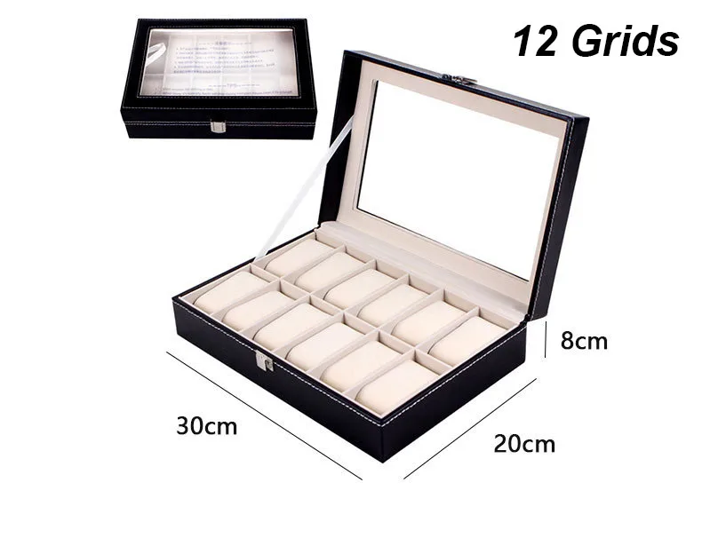 Multiple Slots Luxurious PU Watch Box 2/3/4/5/6 Grids Jewelry Ring Earrings Organizer F... - SKU PWB00958 - UGI Packaging