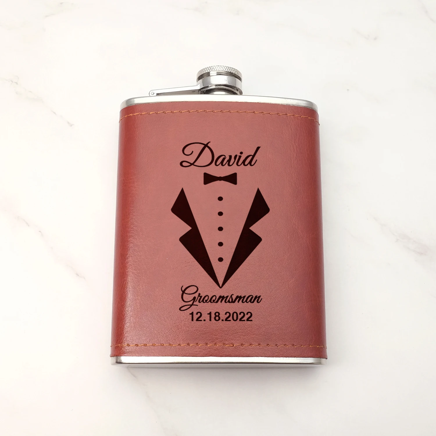 Personalized Flask Engrave Leather Hip Flask Custom Stainless Steel