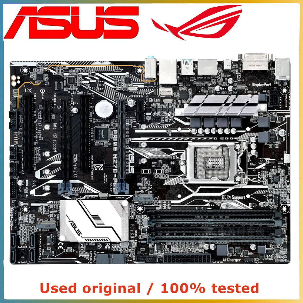 

Материнская плата для компьютера ASUS PRIME, системная плата LGA 1151 DDR4 64 ГБ для Intel H270, материнская плата M.2 NVME PCI-E 3,0 X16