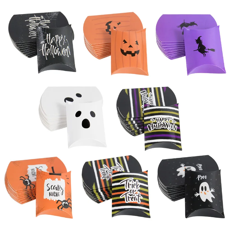 10/20Pcs Halloween Pumpkin Ghost Candy Box Cuscino Di Carta Snack Packaging Box Per Halloween Party Kids Gift Dolcetto O Scherzetto