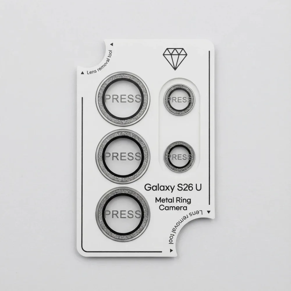 Glitter Bling Rear Camera Protection with HD Lens Metal Ring and Tempered Glass Film Cap