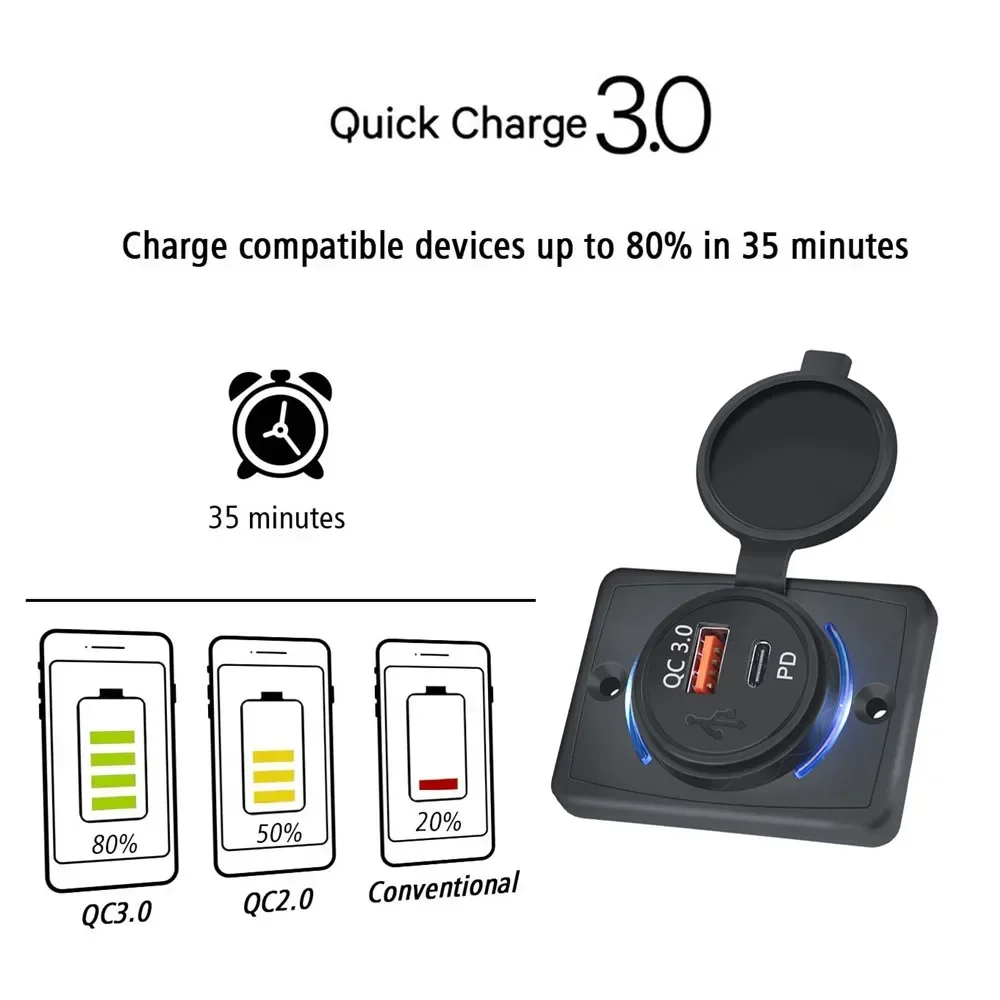 Car Modified Usb charger QC3.0 PD Fast