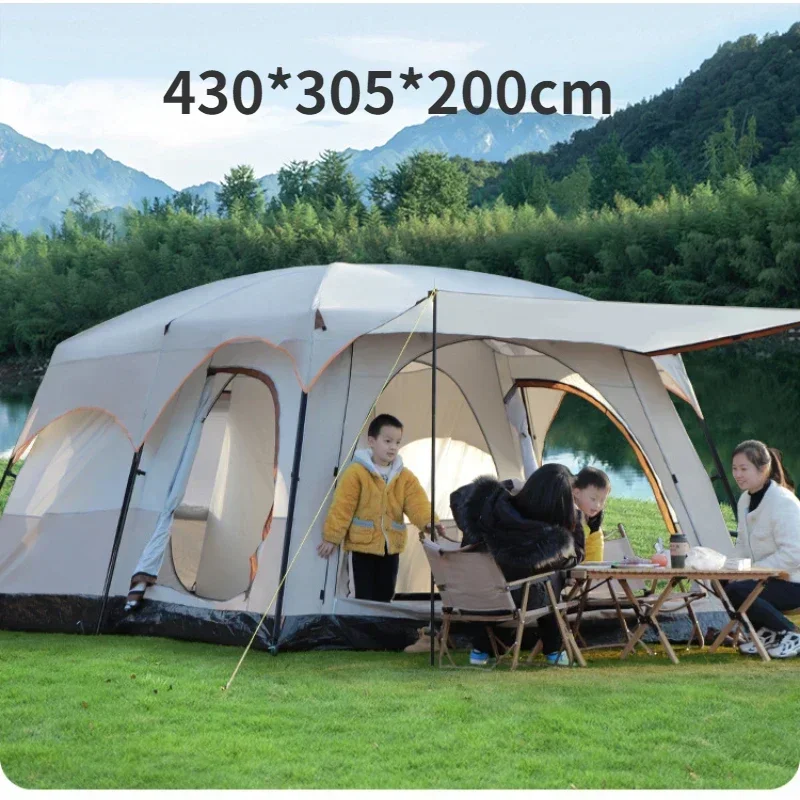 Luxury Villa Outdoor Camping Big Tent Two Rooms One Hall Easy Setup Family Party Travel Tent Camping Equipment