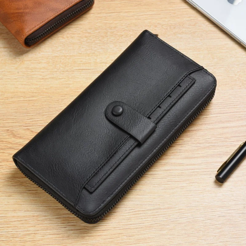 Vintage PU Leather Men Long Wallets Fashion Cell Phone Bag Man Coin Purse Multifunction Card Holder Male Clutch Money Wallet
