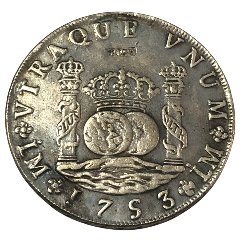 1753 Испания 8.J столб доллар Посеребренная копия