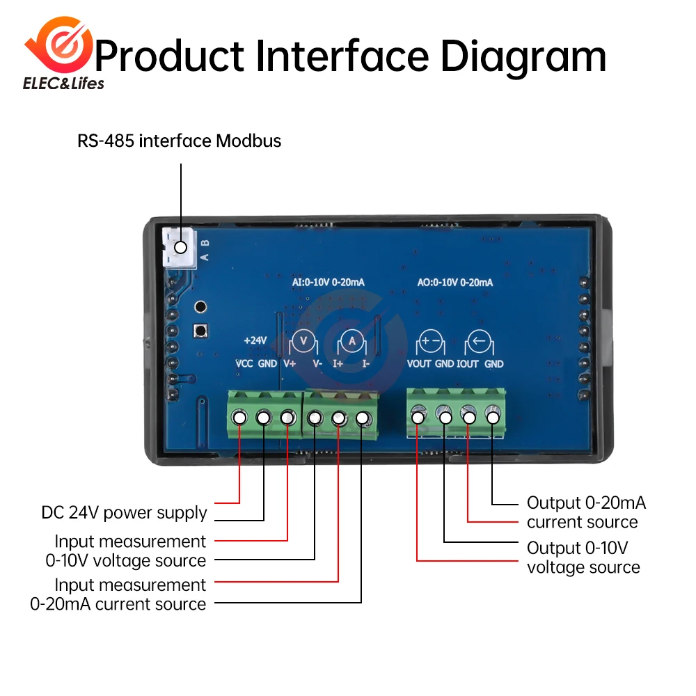 DC 24V 0/4-20mA High Precision LCD Digital Signal Generator Current Source Analog Input/output Measurement With Modbus 3
