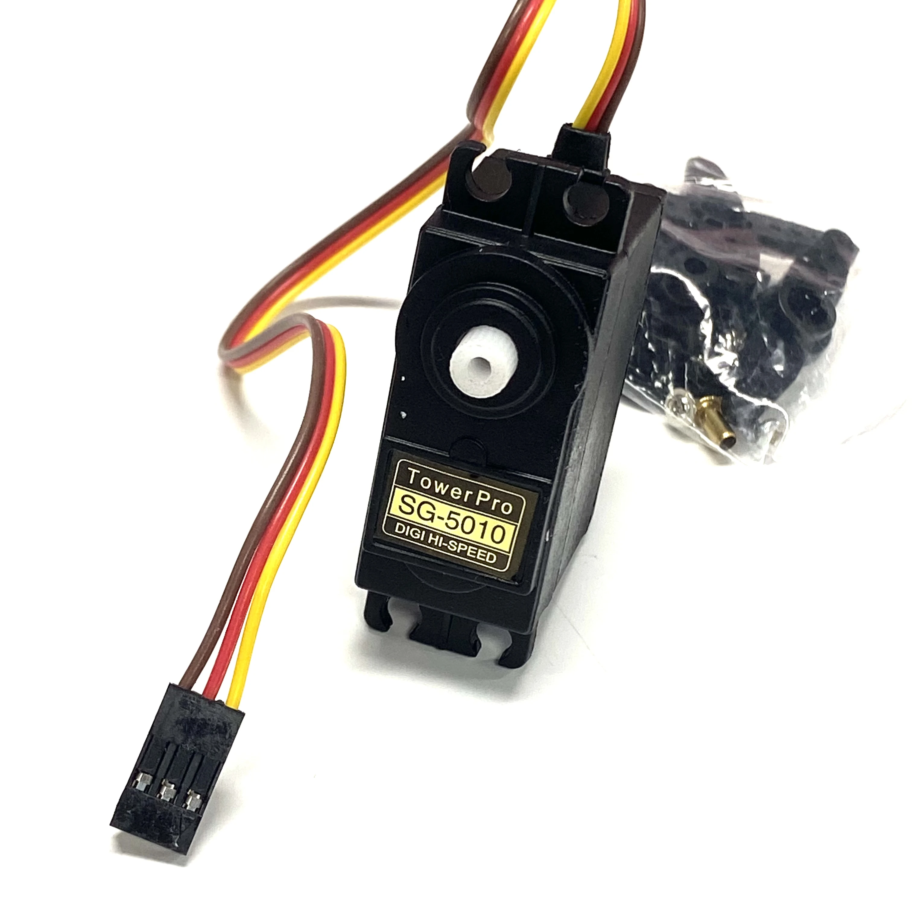 Servo standard S3003 SG5010 pour RC avion, présenté avec câble et connecteur à trois broches.