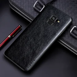 Luxury PU Leather Business Case - Solid Color Design for Samsung Galaxy A8 Plus (Black)