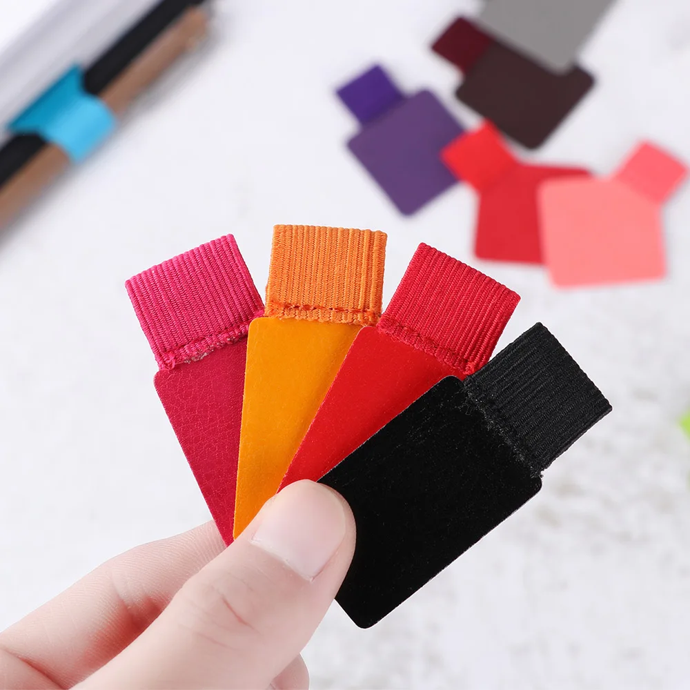 Pen holder 4Pcs/Set Leather Pen Clips Self-adhesive Portable Multicolor Pencil Elastic Loop Office Stationery Notebook Accessory pen and brush holder pen loop pen clip