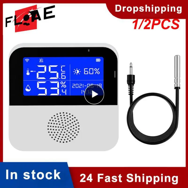 

1/2PCS Tuya WiFi Temperature Humidity Sensor With External Probe LCD Screen Remote Monitor Indoor Thermometer Hygrometer Smart