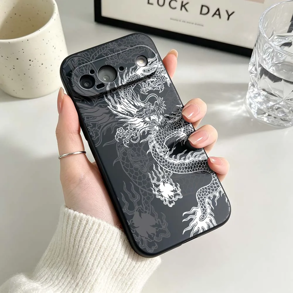 Whimsical Dragon Art Black Silicone Phone Case