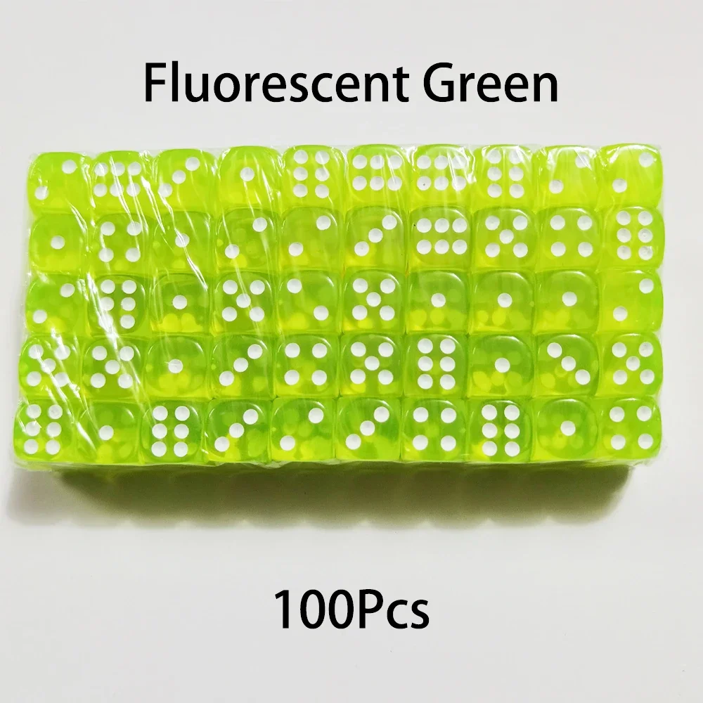100-Piece Set of Multicolor Transparent Acrylic Dice with Rounded Edges