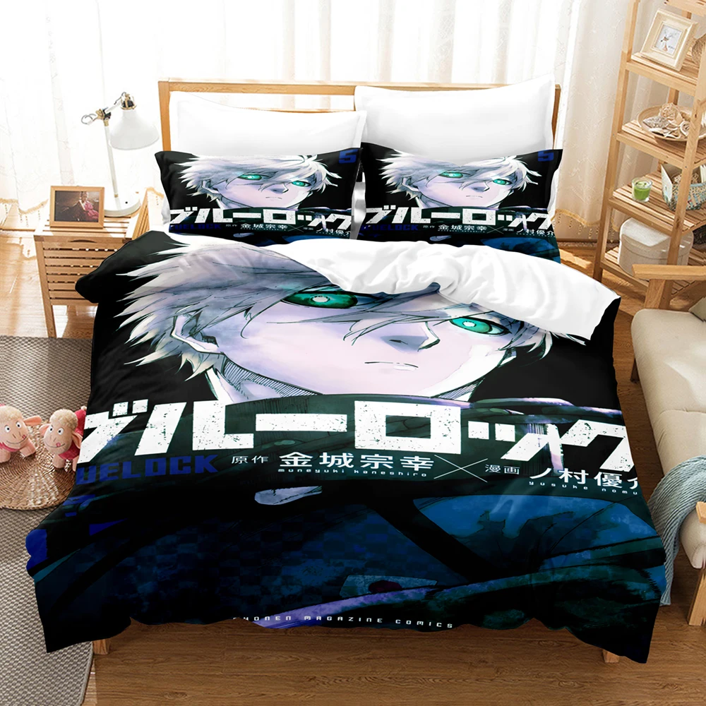 Blue Lock Bedding Set Hot Anime Duvet Cover Set with Pillowcases King Queen Twin Double Size Comforter Cover Set For Teens