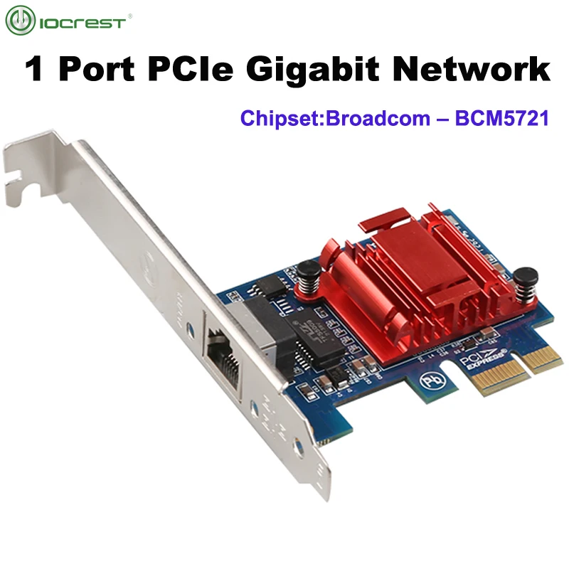 Broadcom Chip 1 Port Pcie 1Gbps Gigabit Nic Adapter Network Card 10/100/1000 Mbps Single Rj45 Lan Controller Bcm5721 Chipset