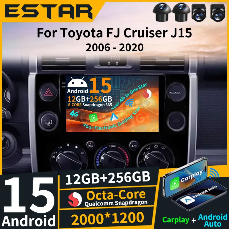 Wireless Carplay Android 15 For Toyota FJ Cruiser J15 2006 - 2020 Car ...