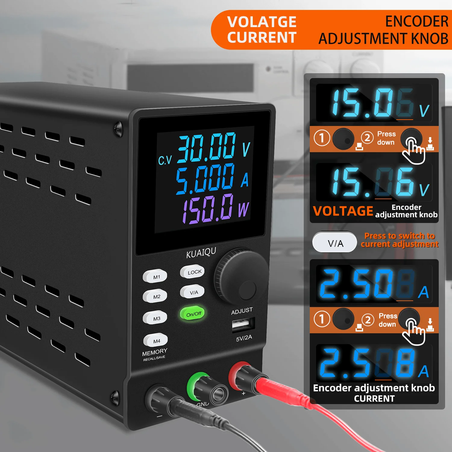 KUAIQU 300V 1A Einstellbares Labor-Netzteil 30V 10A 300W M1~M4 Ein-Klick-Zugriff Stromquelle Geregelte Schaltspannungsprüfung – Detail 13