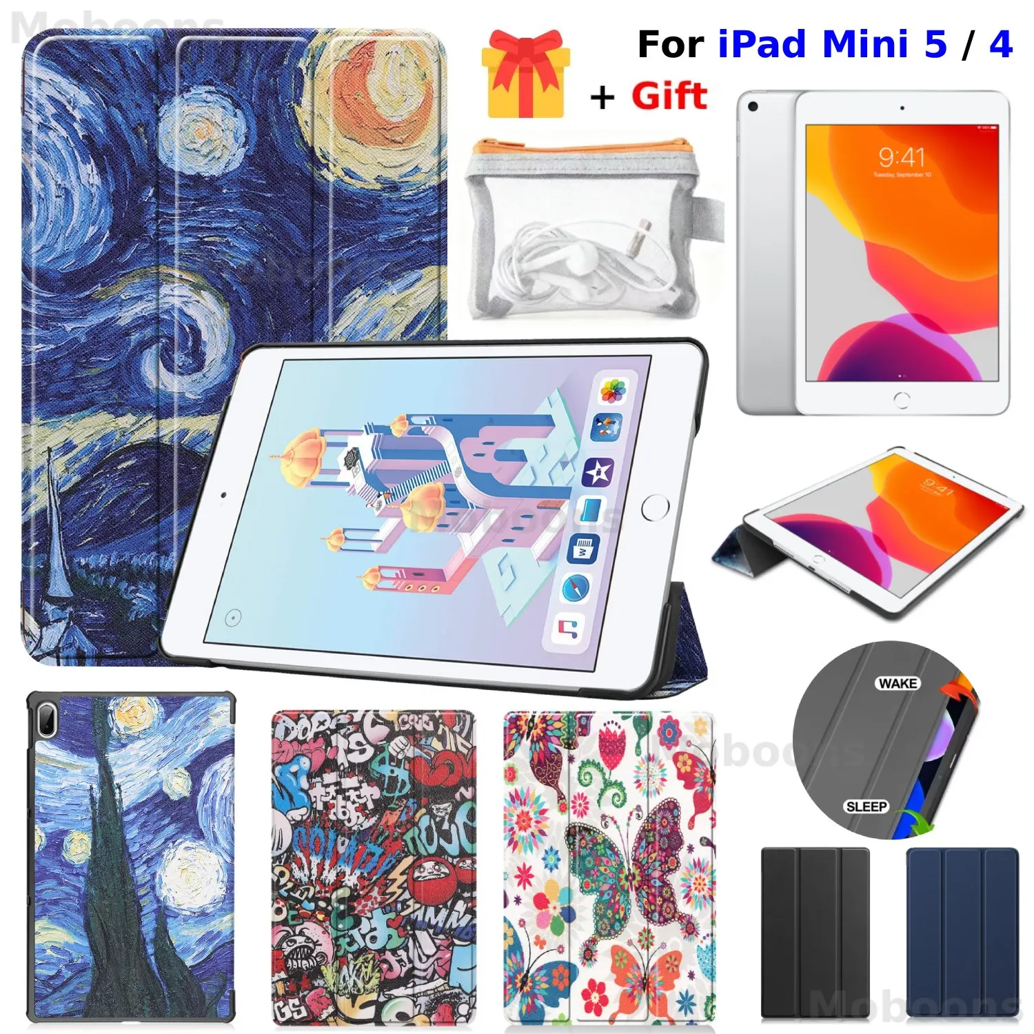 Trifold Stand Folio Smart Case - PU Leather Auto Sleep/Wake Cover