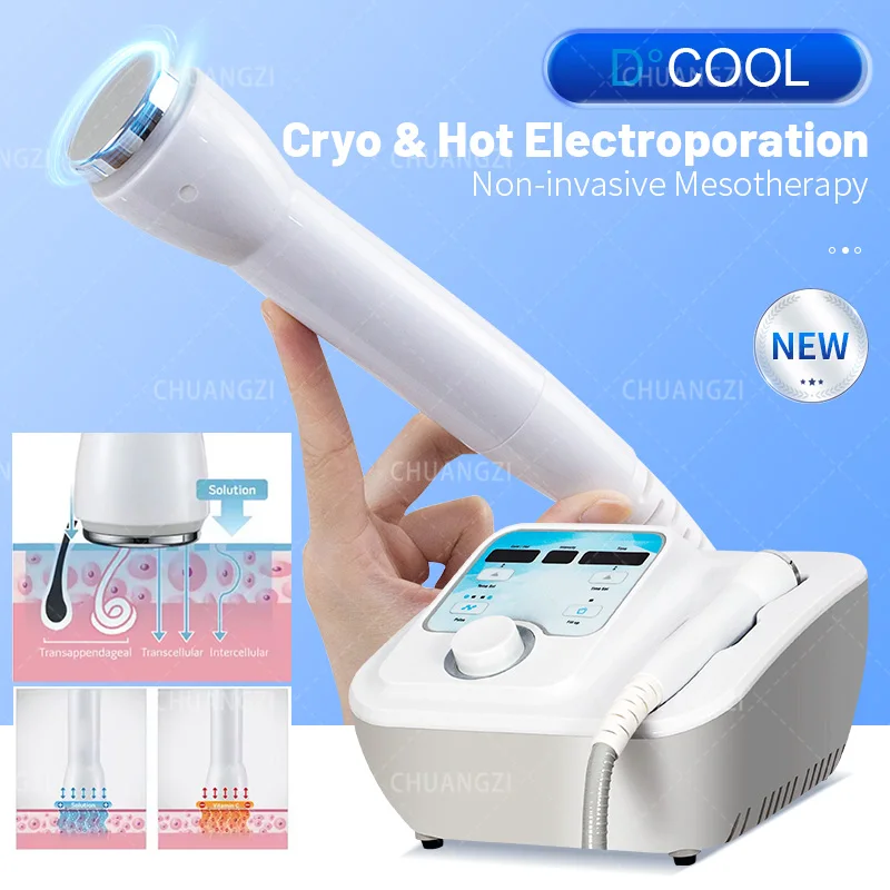 New Hot and Cold Hammer Cryo therapy Beauty Machine Dcool Face Lifting Skin Rejuvenation EMS Electropration Facial Machine