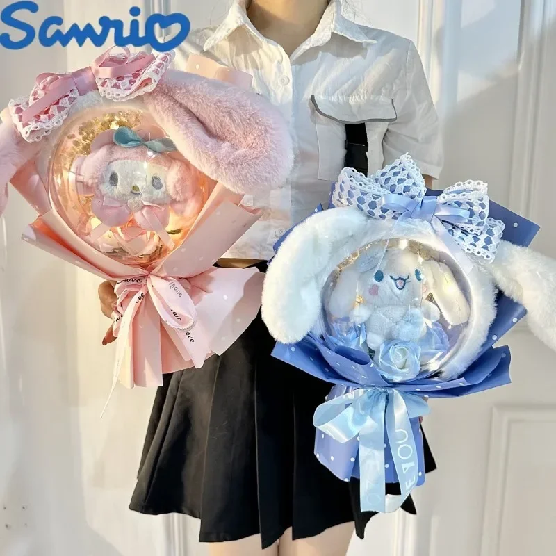 

Sanrio Cinnamoroll Kuromi Cartoon Plush Dolls Wave Ball Bouquets Flowers Valentine's Day Anime Girls Graduation Kawaii Gifts